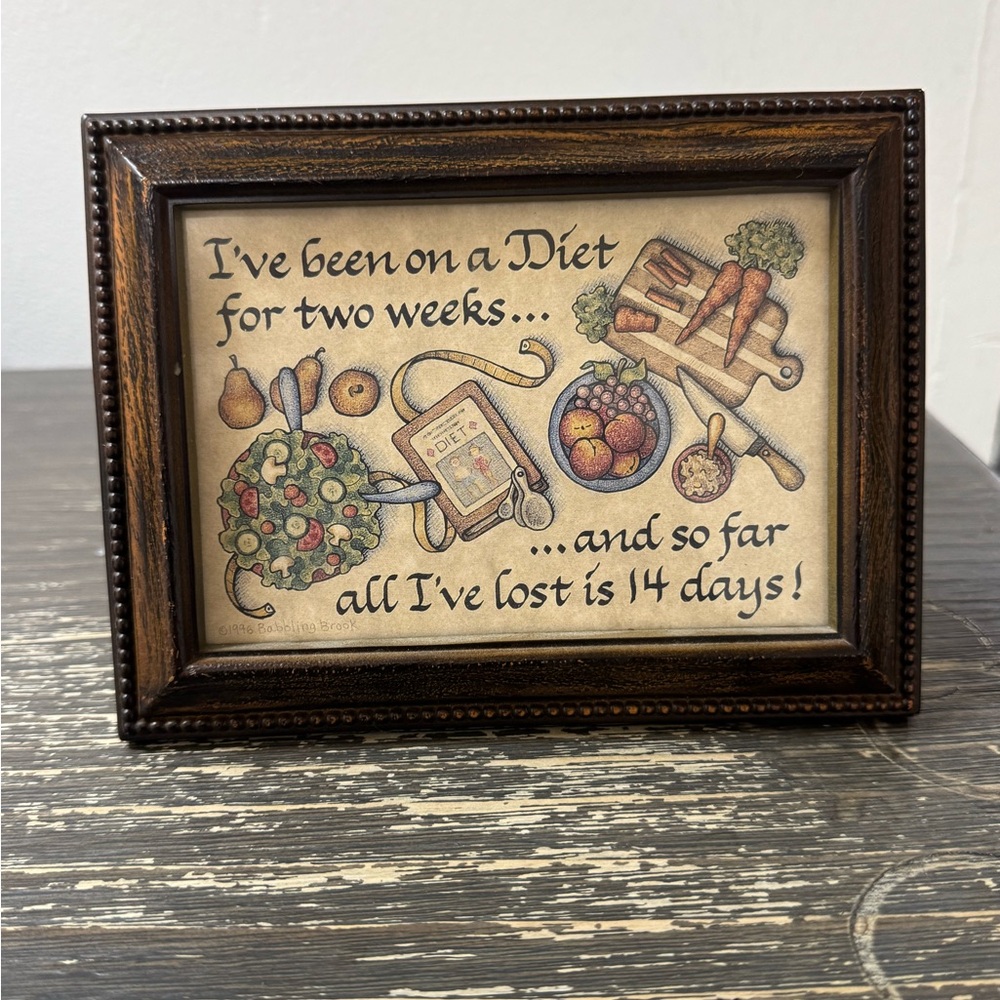 Babbling brook Humorous Diet Illustration in Brown Frame